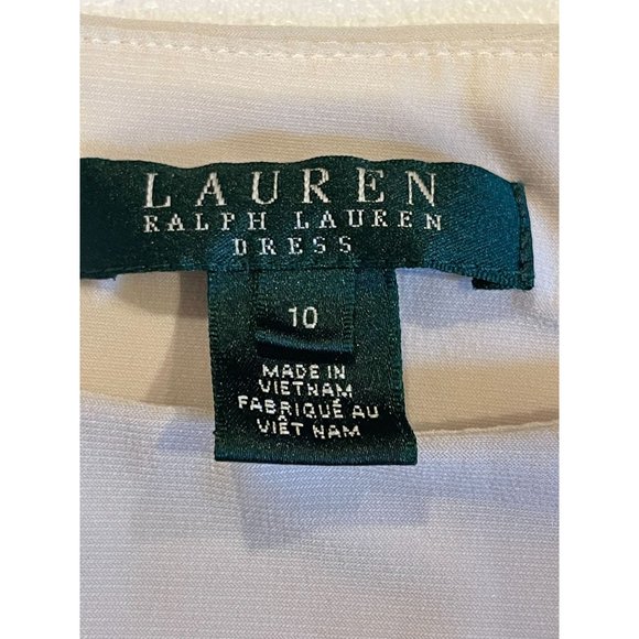 Lauren Ralph Lauren Women Colorblock Bodycon Dress Side Ruched Black White SZ 10 - Picture 8 of 11